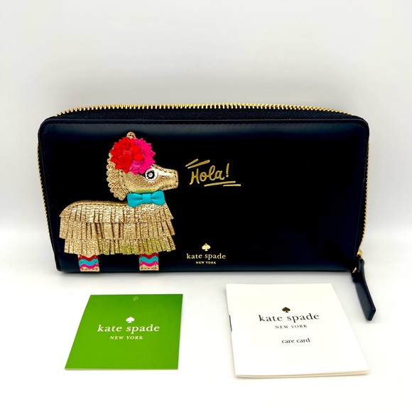 KATE SPADE Haute Stuff Piñata Appliqué Lacey Wallet - Black Multi - PWRU5706 - Picture 2 of 6